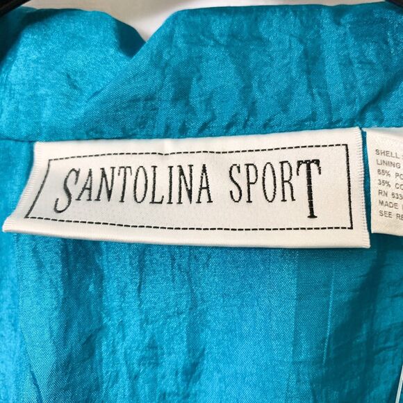 Santolina Sport SMALL Blue Nylon Jacket Full Zip Retro Embroidery Lightweight - Picture 12 of 12